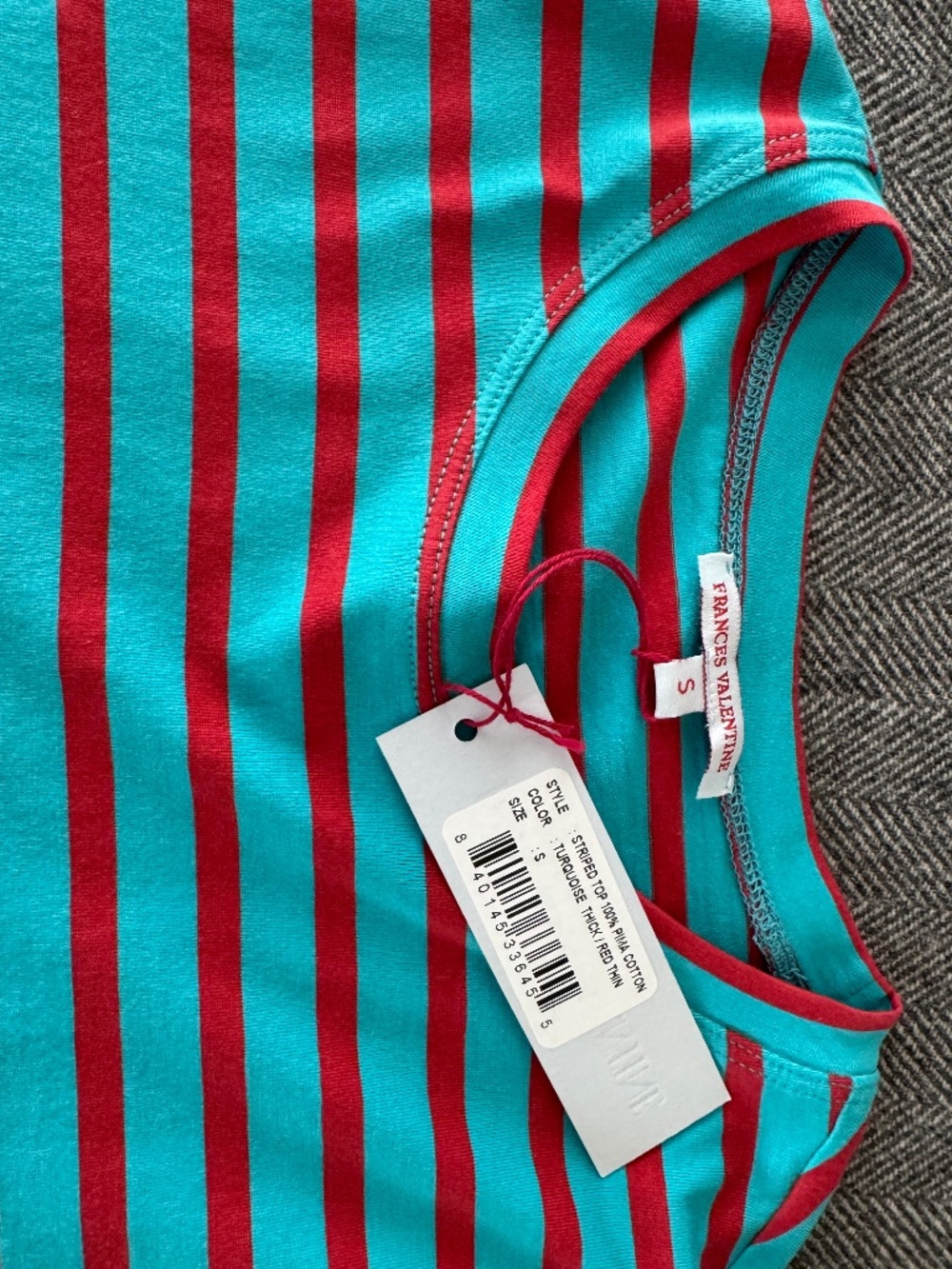 NWT, FRANCES VALENTINE, FAMOUS STRIPE LONG SLEEVE TSHIRT IN PIMA COTTON